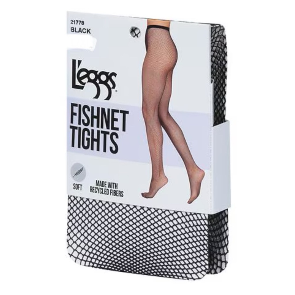 NWT L'eggs Fishnet Sheer Black Tights, S/M, 1.0 pr - Picture 1 of 7
